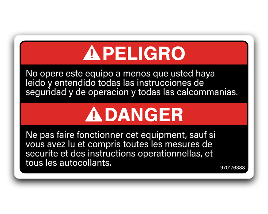PELIGRO/DANGER - NO OPERE ESTE EQUIPO