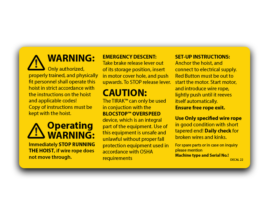 WARNING: Electric Hoist