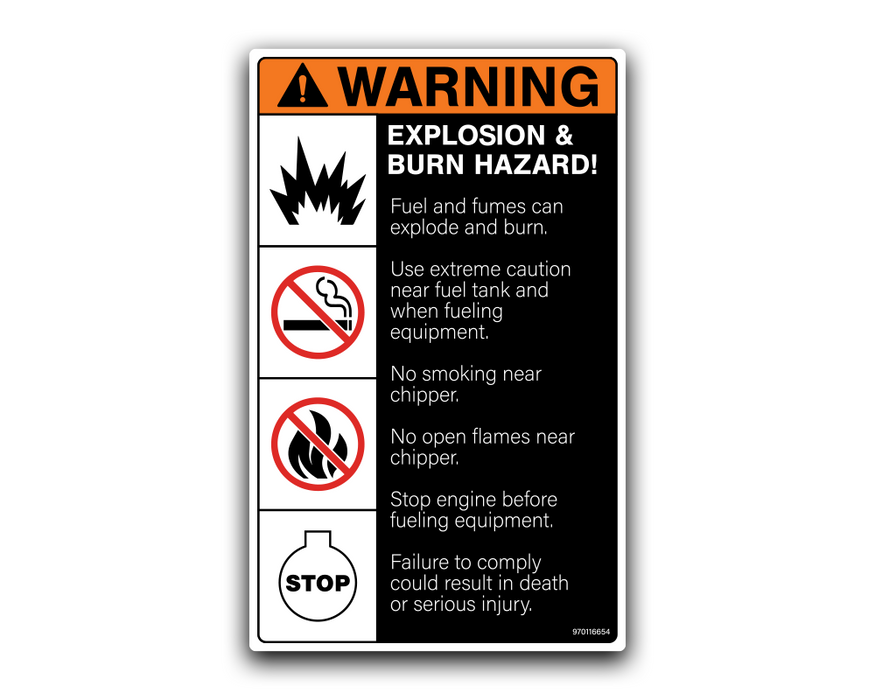 WARNING - EXPLOSION & BURN HAZARD! Wood Chipper