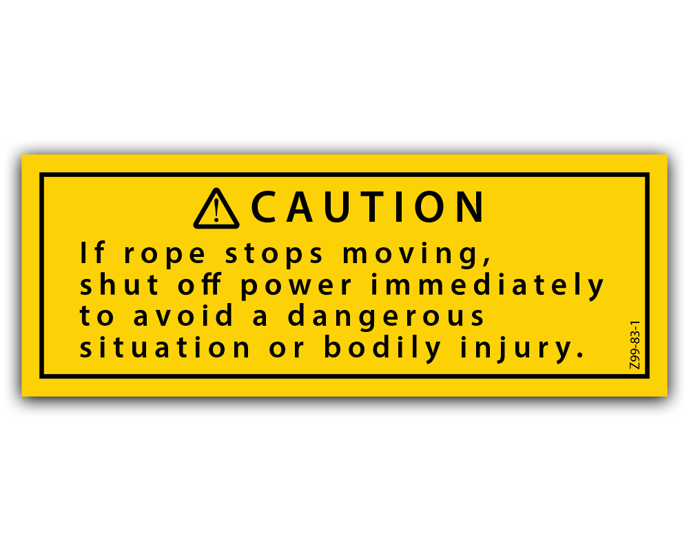 Warning Rope Snap Sign CAUTION - ROPE JAM — Fast Safety Decals